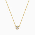 Lab Grown Diamond 1.00ct Hexagon Solitaire Necklace in 14K Yellow Gold—a striking gold chain necklace showcasing a hexagonal pendant with a central lab grown diamond, beautifully displayed on a white background.