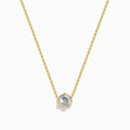 Elevate your style with the Lab Grown Diamond 2.00ct Hexagon Solitaire Necklace in 14K Yellow Gold, featuring a striking hexagonal-shaped pendant set with a clear lab-grown diamond at its center. Displayed on a white background, this elegant necklace is perfect for adding a touch of modern sophistication to any ensemble.