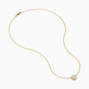 Elevate your style with the Lab Grown Diamond 2.00ct Hexagon Solitaire Necklace in 14K Yellow Gold, featuring a striking hexagonal-shaped pendant set with a clear lab-grown diamond at its center. Displayed on a white background, this elegant necklace is perfect for adding a touch of modern sophistication to any ensemble.