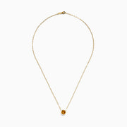 The 14K Yellow Gold Citrine Bezel Paperclip Chain Pendant features a single round citrine gemstone set in yellow gold, displayed on a white background.