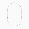 The 14K White Gold Diamond Station Necklace, 1.00 TCW, features evenly spaced round diamonds along a fine chain and is secured with a lobster clasp.