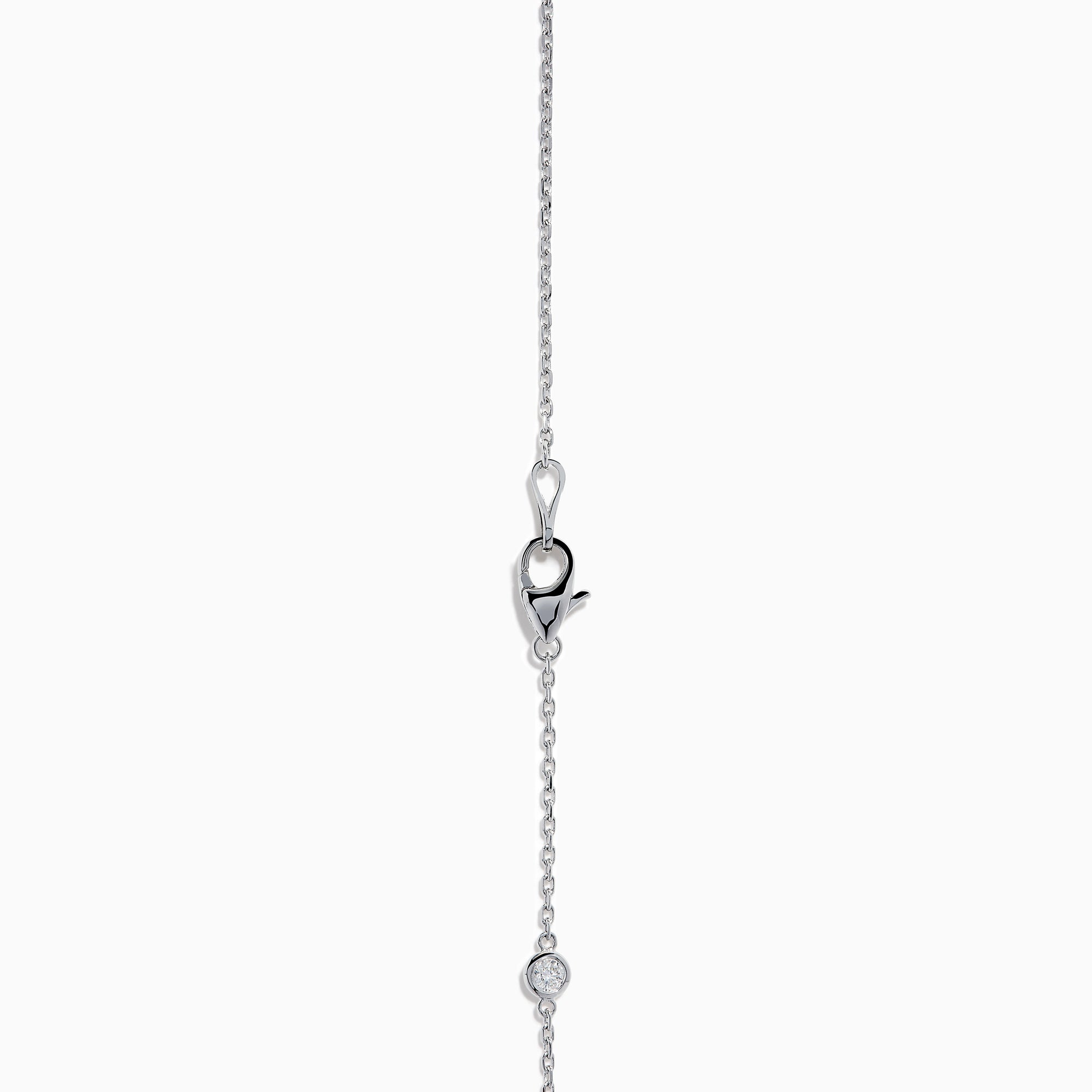The 14K White Gold Diamond Station Necklace, 1.00 TCW, features evenly spaced round diamonds along a fine chain and is secured with a lobster clasp.