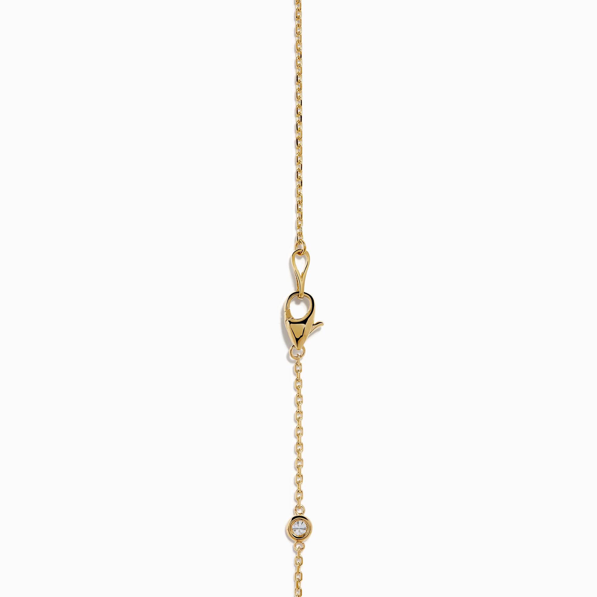 The 14K Yellow Gold Diamond Station Necklace, 1.00 TCW, features evenly spaced round diamonds in bezel settings on a delicate gold chain, shown elegantly against a white background.
