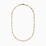 The 14K Yellow Gold 36 Inch 2.00ct Diamond Station Necklace features bezel-set round diamonds spaced evenly along a delicate gold chain, shown against a white background.