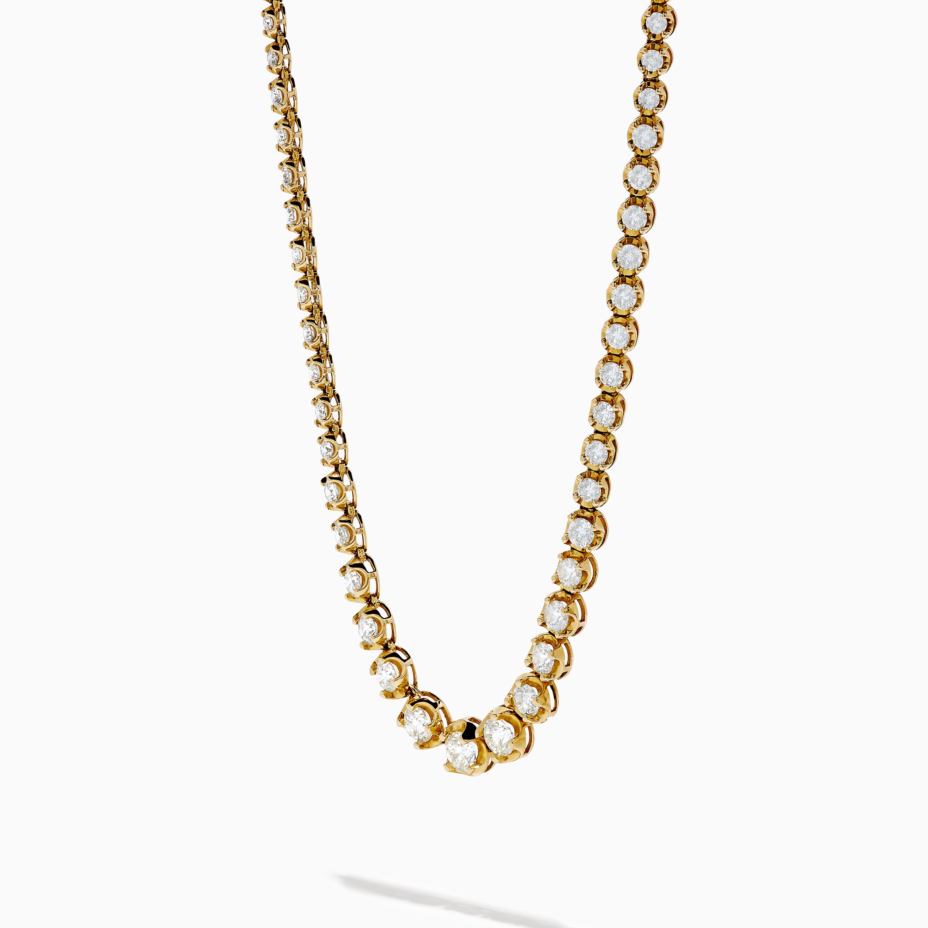 14K Yellow Gold Miracle Set Diamond Graduated Tennis Necklace