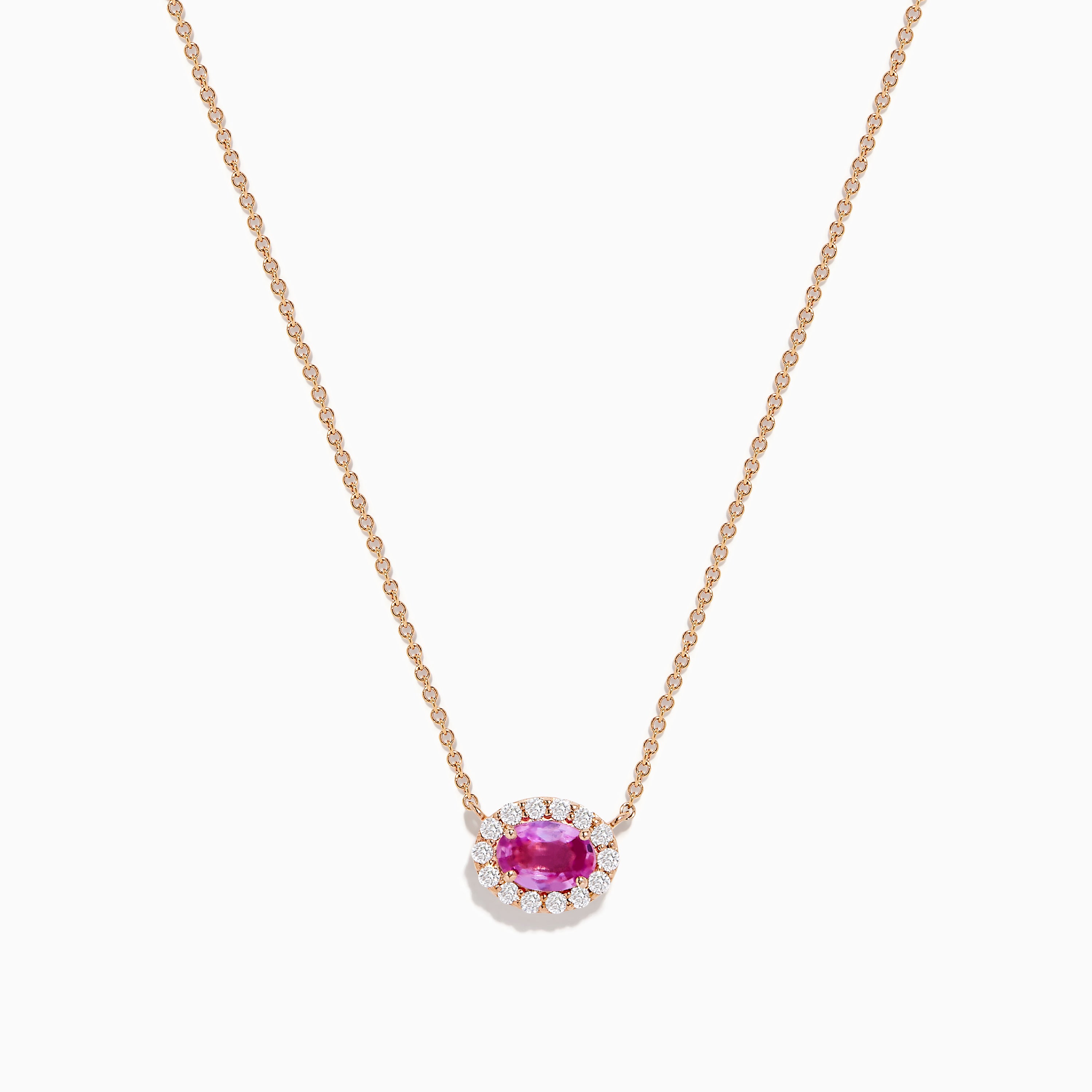 14K Rose Gold Pink Sapphire and Diamond Necklace – effyjewelry.com