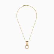 14K Yellow Gold Diamond Polished and Pavé Double-Link Necklace