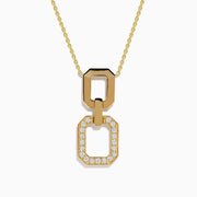 14K Yellow Gold Diamond Polished and Pavé Double-Link Necklace