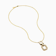 14K Yellow Gold Diamond Polished and Pavé Double-Link Necklace