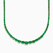 The Brasillica 14K Yellow Gold Emerald Graduated Eternity Necklace features a continuous row of oval emeralds set in yellow gold, displayed against a white background.