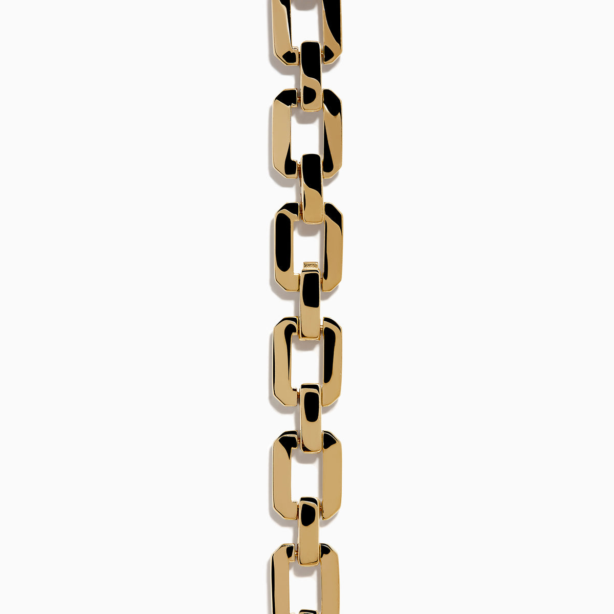 The D'Oro 14K Yellow Gold Diamond Necklace features rectangular links, some adorned with sparkling diamonds, displayed on a white background.