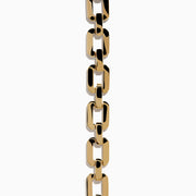 The D'Oro 14K Yellow Gold Diamond Necklace features rectangular links, some adorned with sparkling diamonds, displayed on a white background.