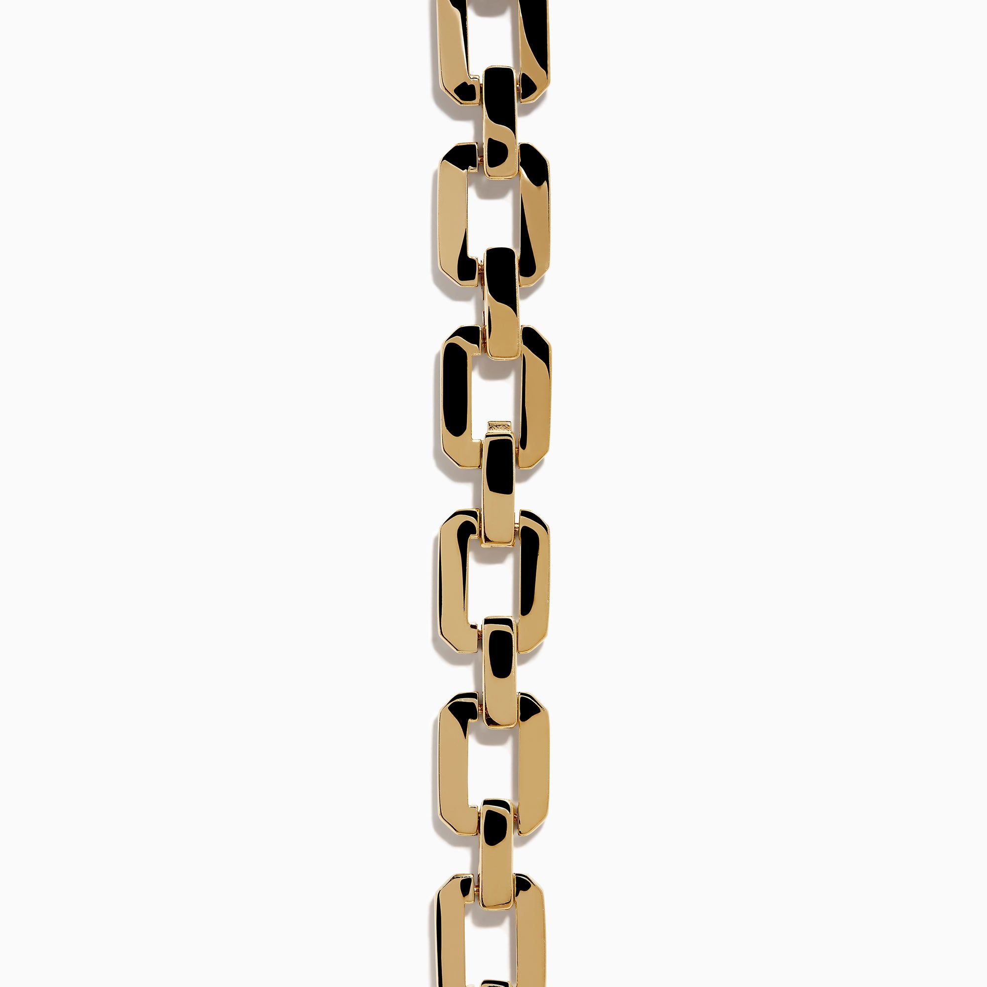 The D'Oro 14K Yellow Gold Diamond Necklace features rectangular links, some adorned with sparkling diamonds, displayed on a white background.