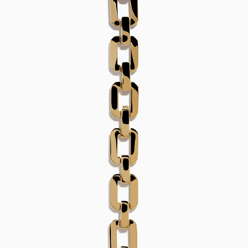 The D'Oro 14K Yellow Gold Diamond Necklace features rectangular links, some adorned with sparkling diamonds, displayed on a white background.