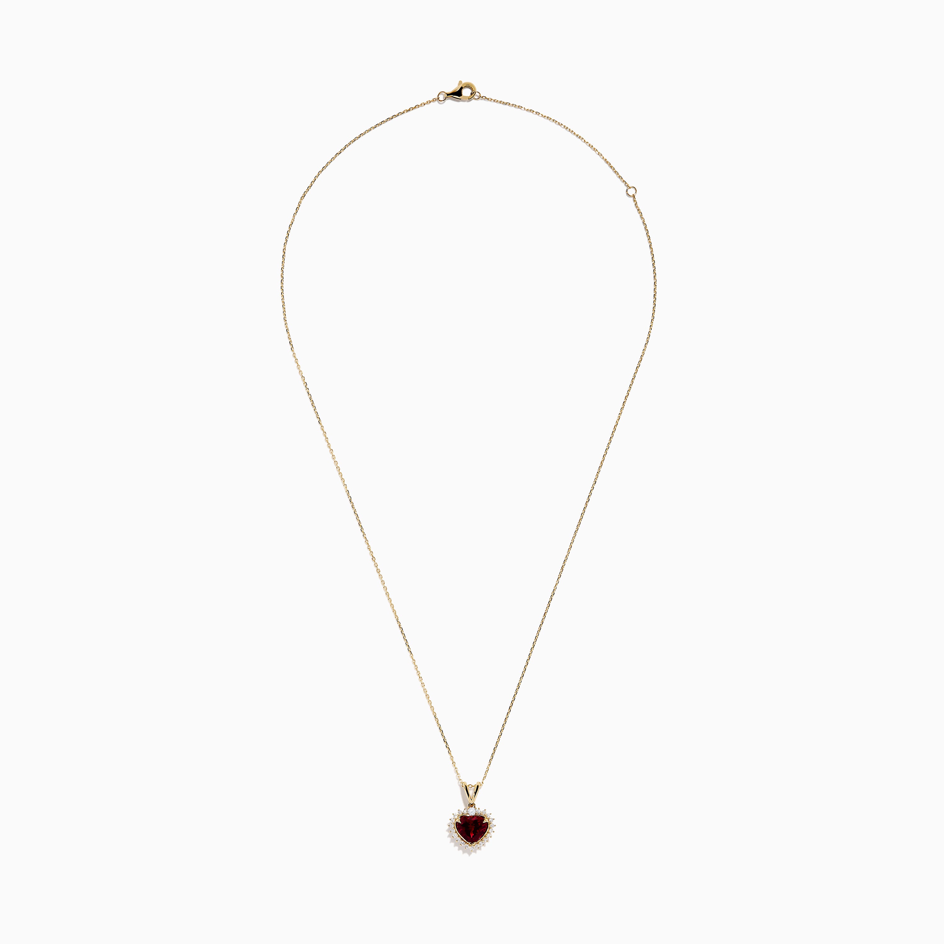 14 Karat Yellow Gold Rhodolite Garnet and Diamond Heart Pendant 