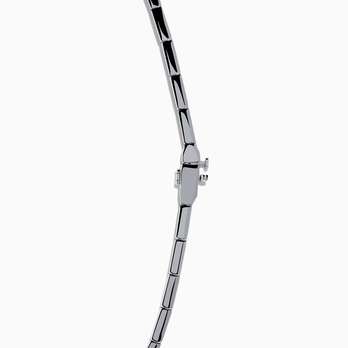 14K White Gold Blue and White Diamond Three-Row Pavé Necklace