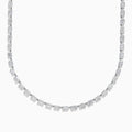 A close-up of the Classique 14K White Gold Diamond Tennis Necklace 7.92 TCW, showing rectangular diamond links evenly spaced along the chain, set in white gold, against a white background.