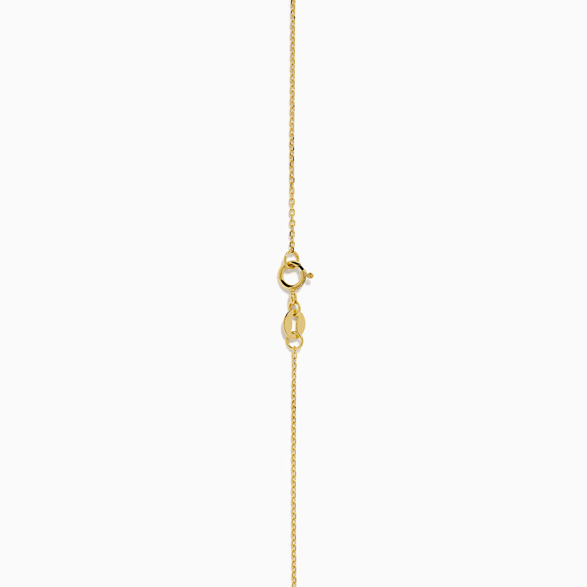 The 14K Yellow Gold Periodt and Diamond Pendant features a square-cut green gemstone and a vertical row of small white diamonds above it, creating an elegant and stylish necklace.
