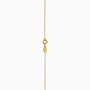 The Ruby Royale 14K Yellow Gold Ruby and Diamond Heart Necklace features a red heart-shaped pendant with a round diamond on each side, displayed on a white background.