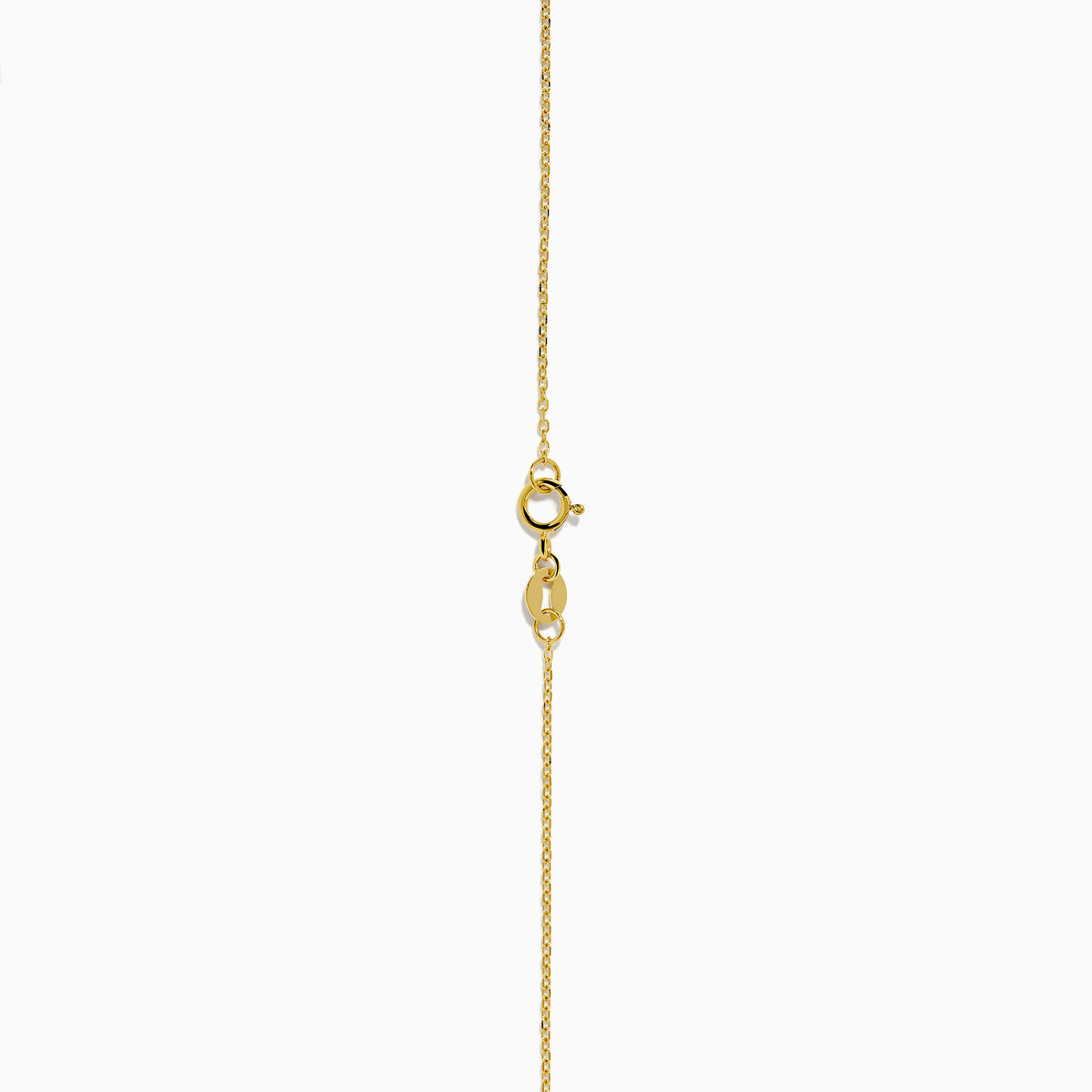 The Ruby Royale 14K Yellow Gold Ruby and Diamond Heart Necklace features a red heart-shaped pendant with a round diamond on each side, displayed on a white background.