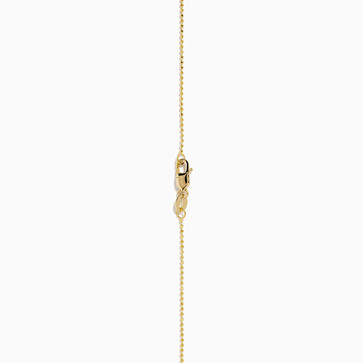 The 14K Yellow Gold Floating Diamonds Beaded Chain Necklace features five small, evenly spaced clear gemstones on a delicate yellow gold chain.