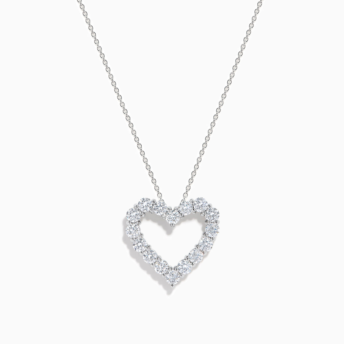 The Lab Grown Diamond 1.96ct Heart Pendant in 14K White Gold features a heart-shaped pendant outlined with sparkling lab grown diamonds, showcased against a plain white background.