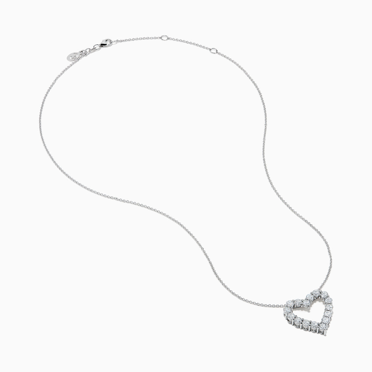 The Lab Grown Diamond 1.96ct Heart Pendant in 14K White Gold features a heart-shaped pendant outlined with sparkling lab grown diamonds, showcased against a plain white background.