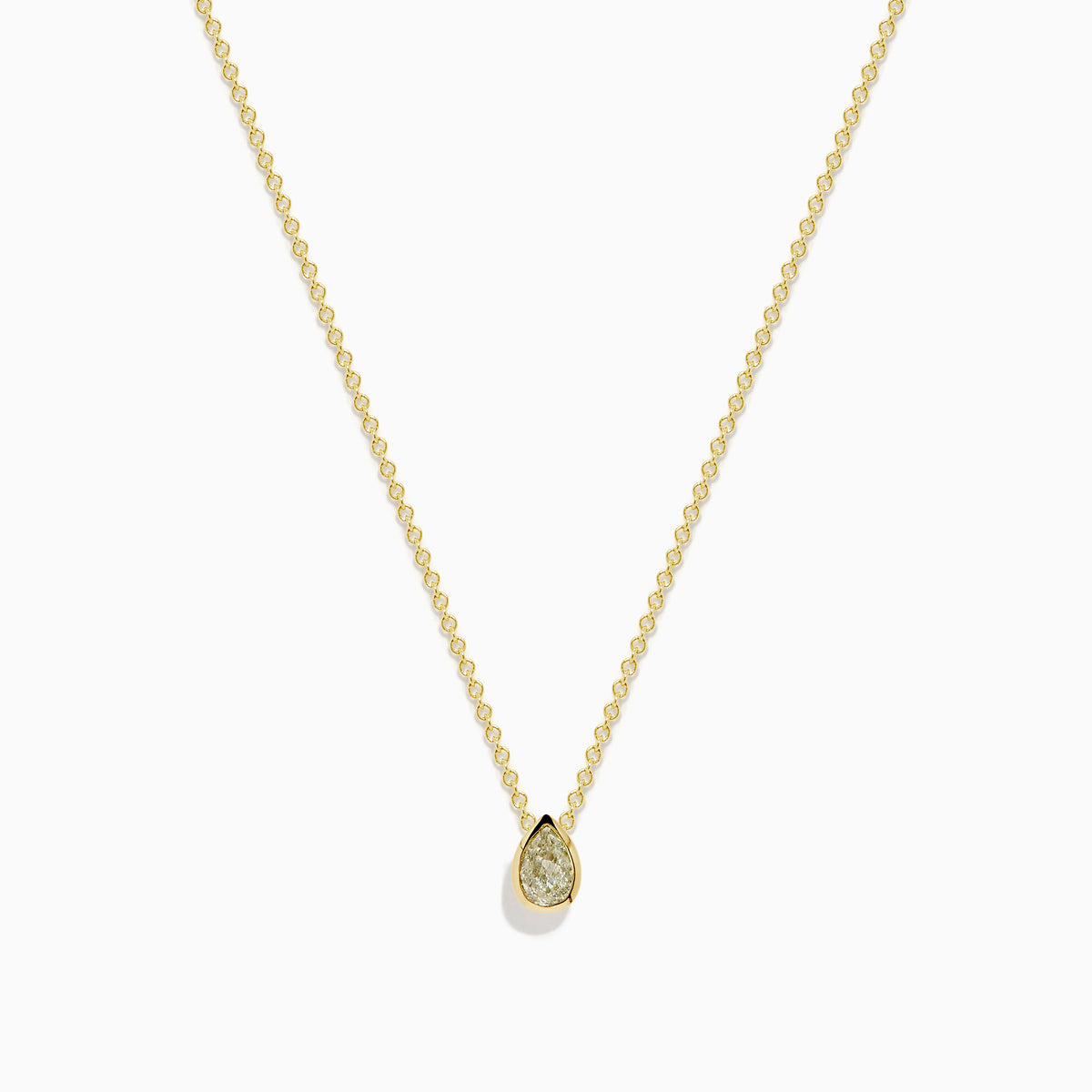 The Canare 18K Yellow Gold Yellow Diamond Teardrop Pendant features a delicate gold chain and a teardrop pendant with a yellow diamond at the center, shown against a plain white background.