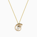 The DOro 14K Yellow Gold Diamond Spiral Pendant features a round, clear center gemstone on a yellow gold chain, shown against a white background.