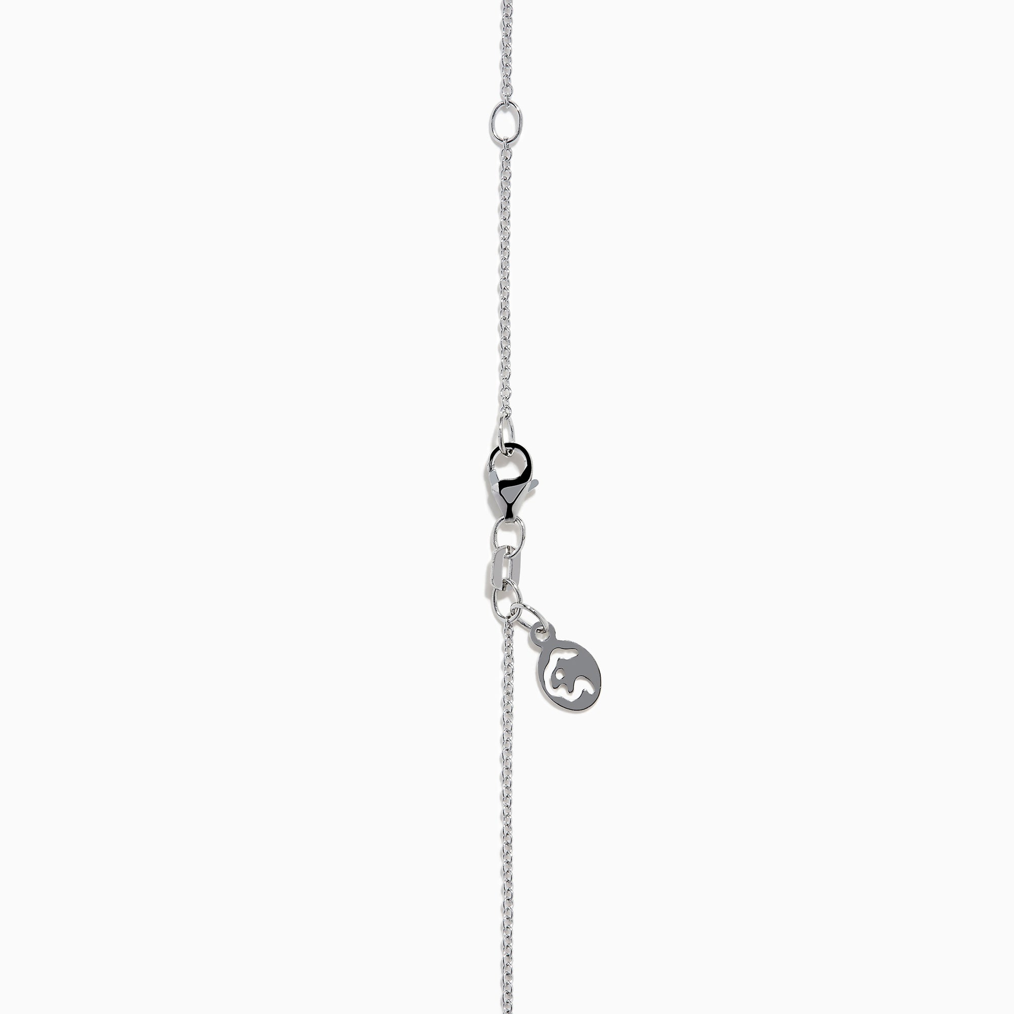 A 14K white gold love knot pendant with yellow diamonds hangs on a delicate chain, showcased against a white background.