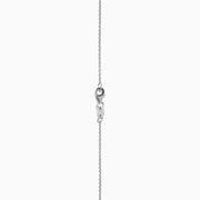 The 14K White Gold Pink Diamond Love Knot Pendant features intertwined rose gold and white gold tones with a polished, textured finish, delicately centered on a silver chain.