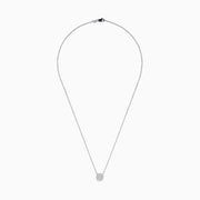 The Pave Classica 14K White Gold Diamond Pendant is a delicate necklace featuring a cushion-shaped pendant encrusted with sparkling white diamonds, shown against a plain white background.
