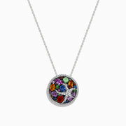 A 14K gold chain necklace with a starfish-shaped pendant, adorned with multicolored sapphires and diamonds, inspired by the Watercolors Multi Sapphire and Diamond Starfish Pendant.