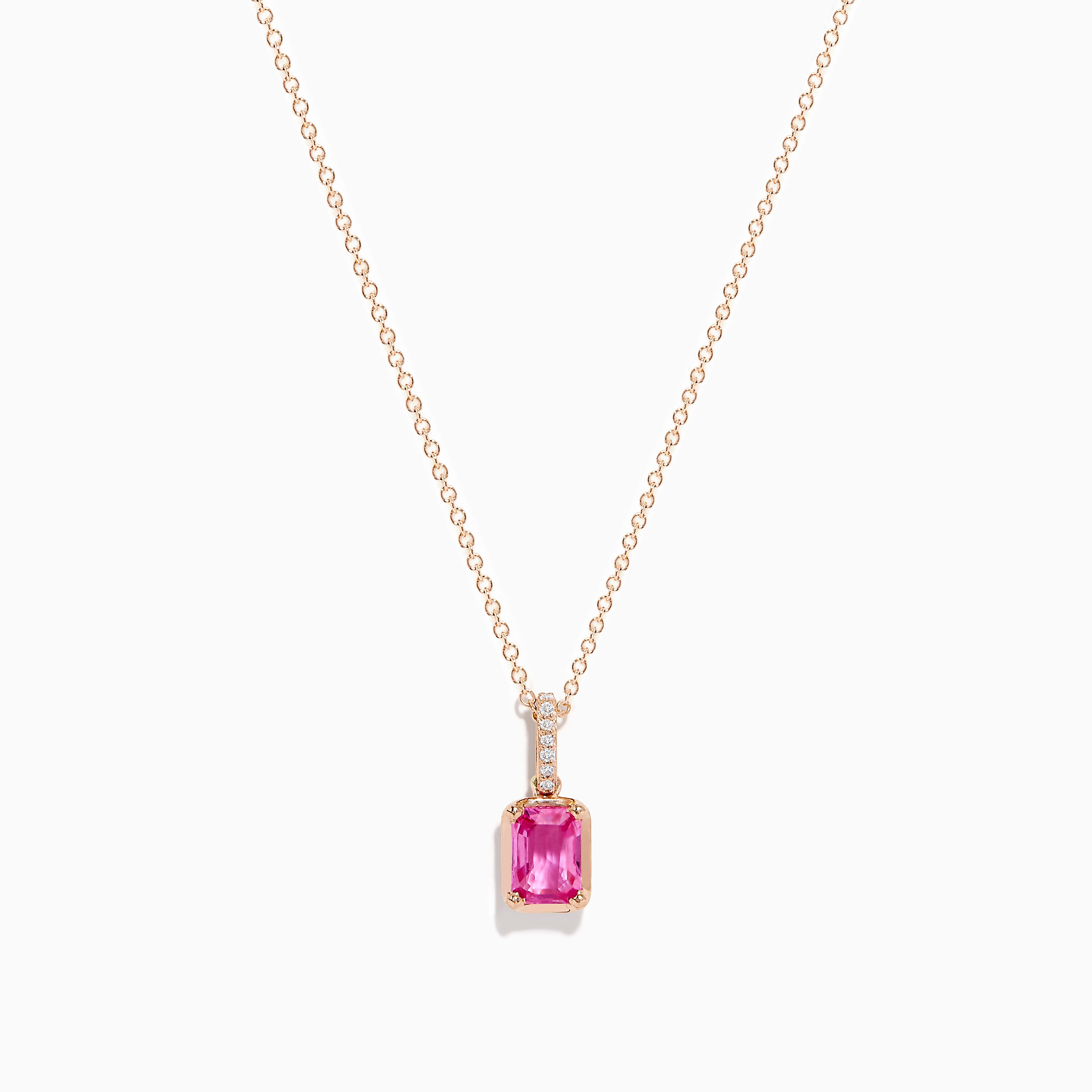 14K Rose Gold Pink Sapphire Solitaire Pendant1