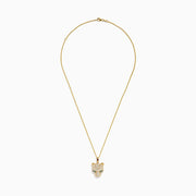 The Signature 14K Yellow Gold Emerald and Diamond Panther Pendant features a diamond-studded panther with emerald-green eyes, suspended from a delicate gold chain against a white background.