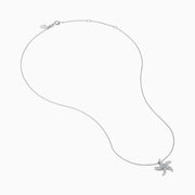 The Novelty 14K White Gold Diamond Starfish Pendant features a starfish-shaped design encrusted with sparkling diamonds, beautifully displayed on a plain white background.