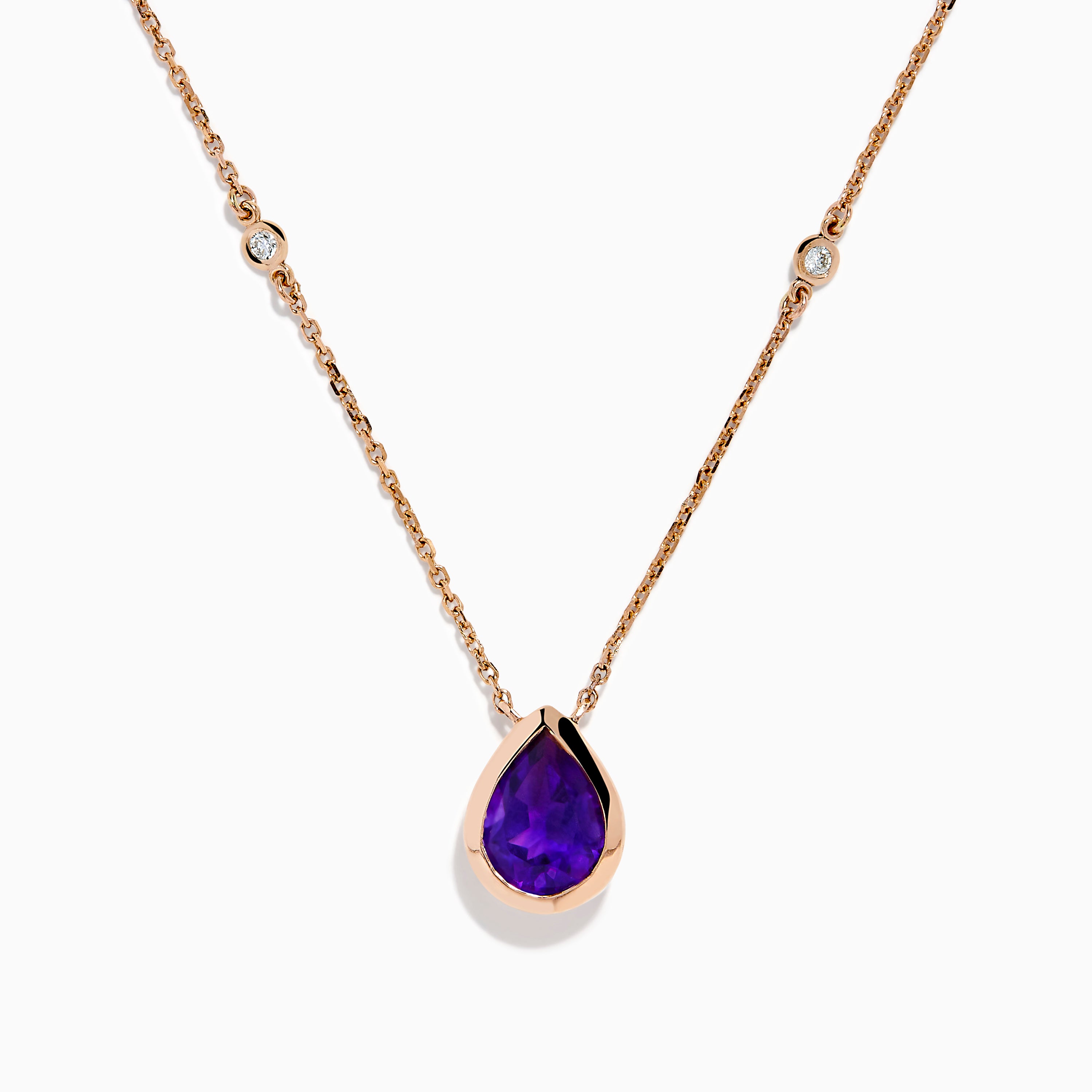 14K Rose Gold Amethyst and Diamond Necklace – effyjewelry.com
