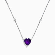 The Aquarius 14K White Gold Aquamarine and Diamond Heart Necklace features a heart-shaped aquamarine pendant with two small round diamonds set along its delicate chain.