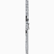 Two elegant Pave Classica 14K White Gold Diamond Tennis Necklaces with closely set, sparkling diamonds are layered together against a white background, forming gentle, symmetrical curves.