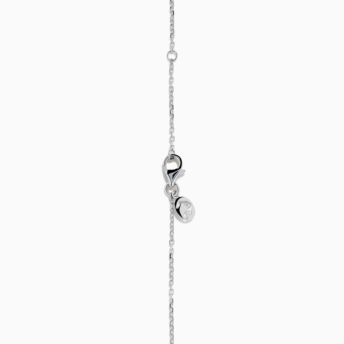 The Lab Grown Multi Shape Diamond Collarbone Necklace in 14K White Gold features a row of marquise and round lab grown diamonds arranged in a graceful curve along the center of the chain.