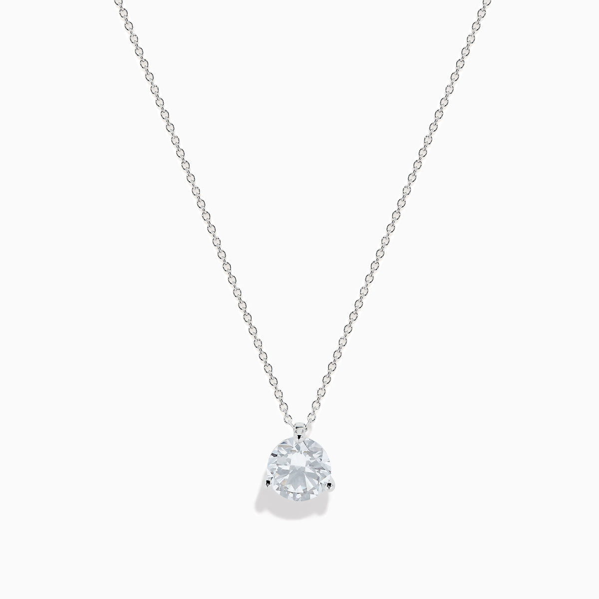 The 14K White Gold 1.00ct Lab Grown Diamond Pendant features a single round lab-grown diamond on a fine white gold chain, shown against a white background.