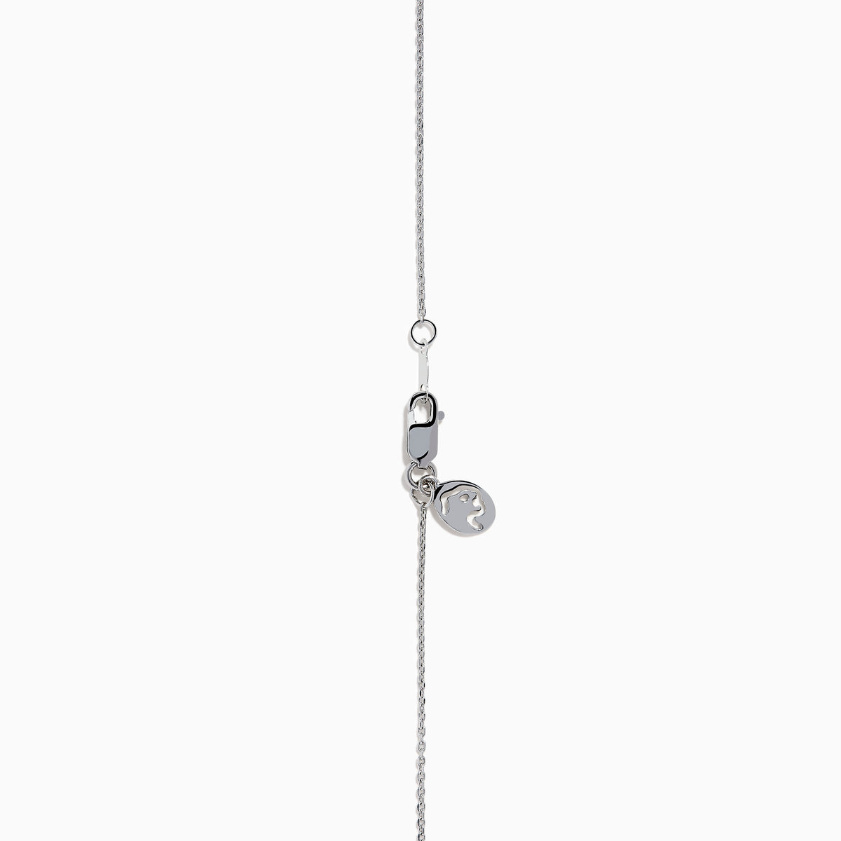 The Lab Grown Blue and White Diamond Halo Necklace in 14K White Gold features a square blue and white diamond pendant surrounded by clear stones, elegantly displayed against a white background.