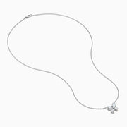 The Lab Grown Pear and Round Diamond Butterfly Pendant in 14K White Gold features four clear, pear-cut lab-grown diamonds set on a delicate silver chain, creating an elegant butterfly that sparkles beautifully.