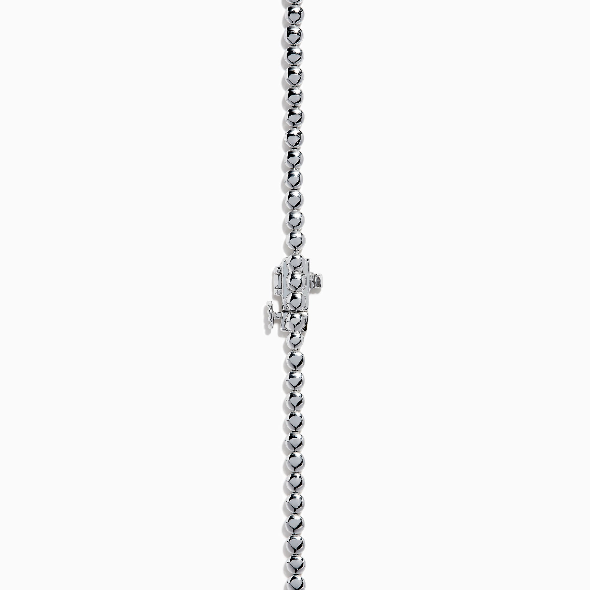 The Lab Grown Oval and Round Diamond 3.47ct Tennis Necklace in 14K White Gold features lab-grown oval and round diamonds set along a sleek white gold chain, shown in a bright white metal setting against a white background.