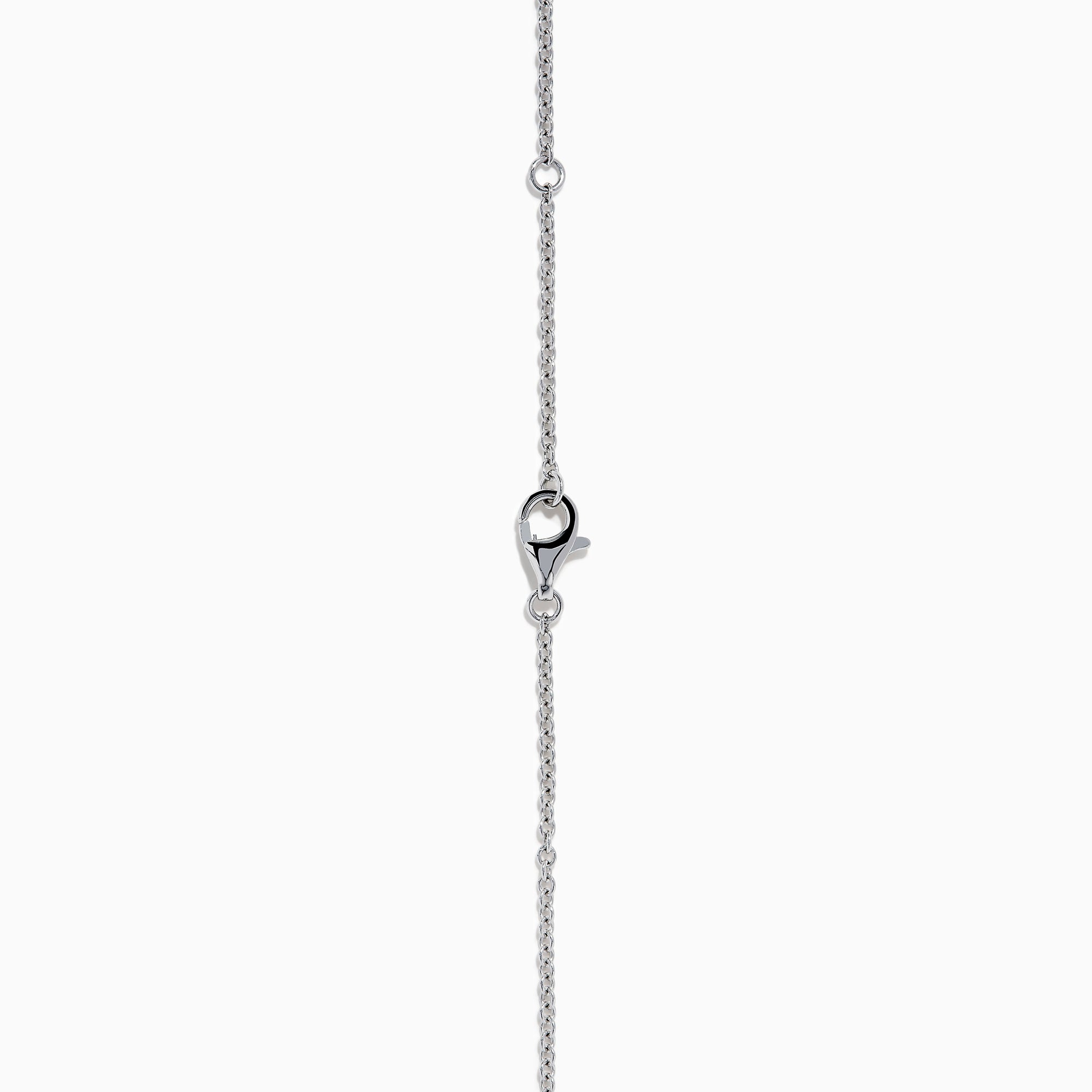 The Lab Grown Multi Shape Diamond 7.25ct Tennis Necklace in 14K White Gold features round, marquise, and emerald cut lab-grown diamonds arranged evenly along the chain and is shown gracefully curved on a white background.