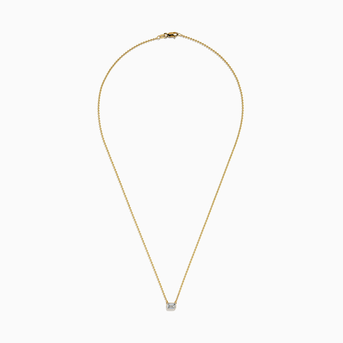 Lab Grown Diamond Emerald-Cut Bezel-Set Solitaire Necklace in 14K Yellow Gold