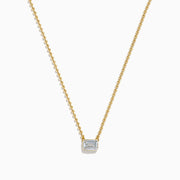 Lab Grown Diamond Emerald-Cut Bezel-Set Solitaire Necklace in 14K Yellow Gold