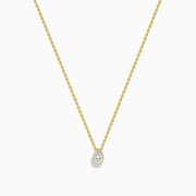 Lab Grown Diamond Pear Bezel-Set Solitaire Pendant in 14K Yellow Gold
