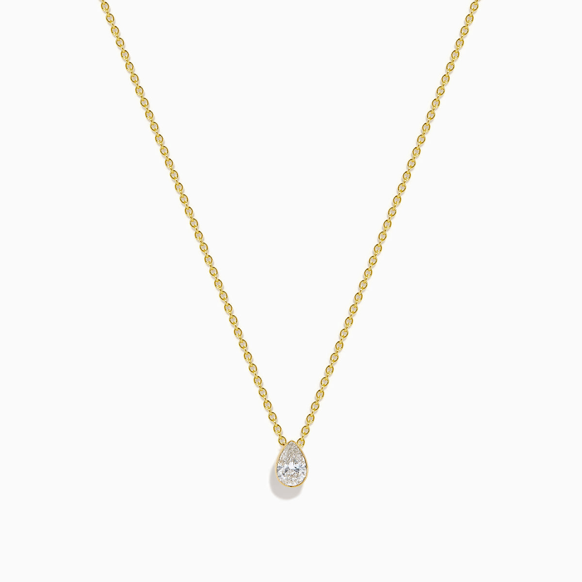 Lab Grown Diamond Pear Bezel-Set Solitaire Pendant in 14K Yellow Gold