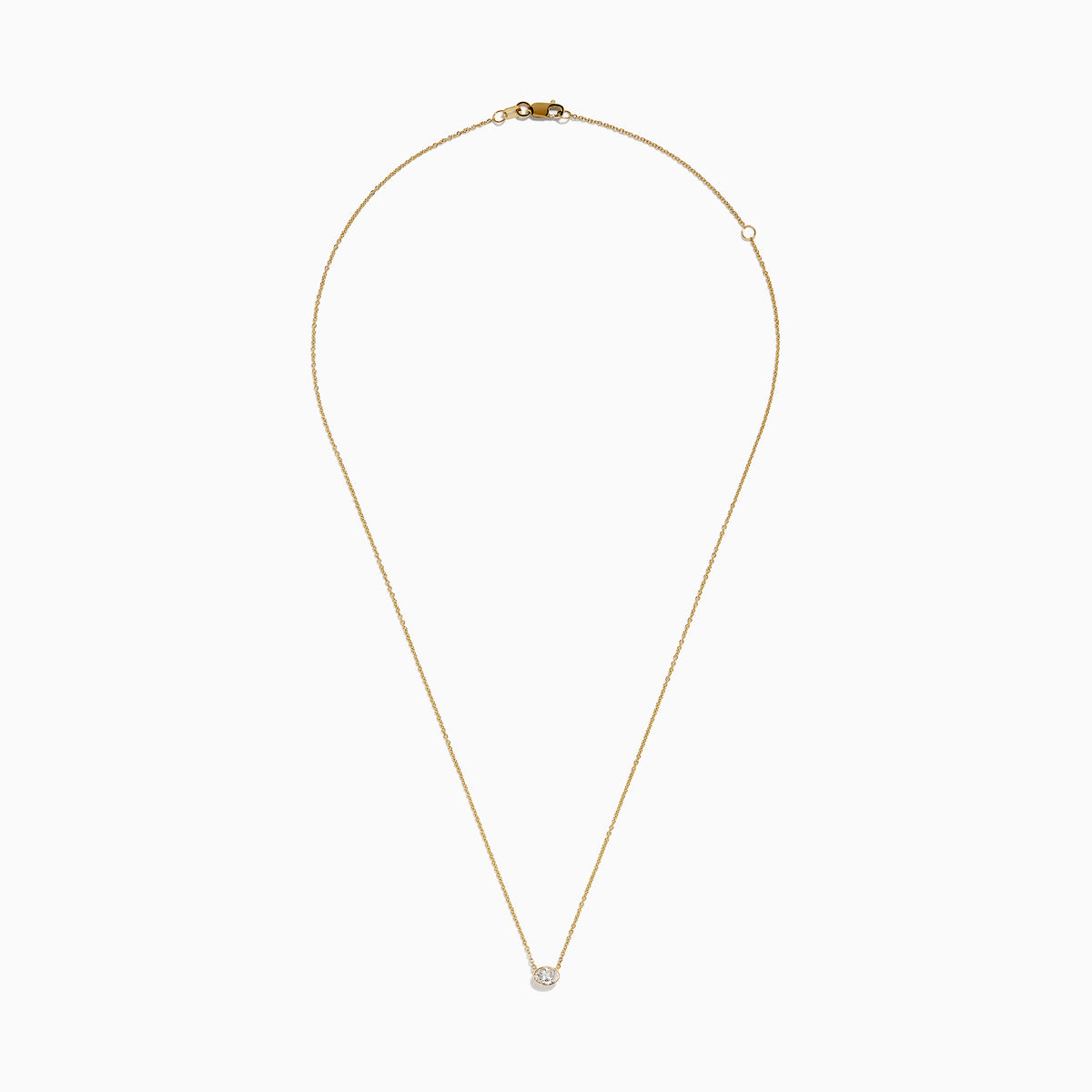 Lab Grown Diamond Oval Bezel-Set Solitaire Necklace in 14K Yellow Gold